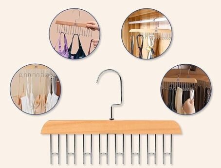 Wooden Multipurpose Hanger With 8Hooks