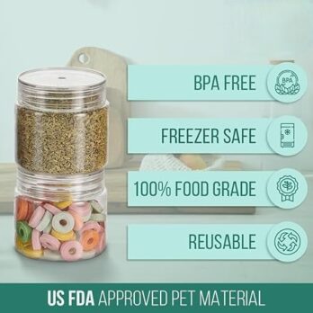 STEELO Storida Plastic Air Tight Jar Container Set Fridge safe US FDA Approved PET Food Grade Heavy Duty Material, BPA Free (Pack Of 3Pcs) Transparent