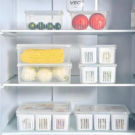 Plastic Storage Boxes 6Partition With Lid For Freezer Storage Containers White (Pack Of 1Pcs) - Image 6