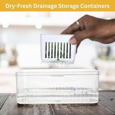 4-in-1 Fridge Storage Box with Airtight Lids, Divided Food Prep Containers for Veggies, Snacks, and Fruits – Durable White (Pack Of 1Pcs) - Image 5