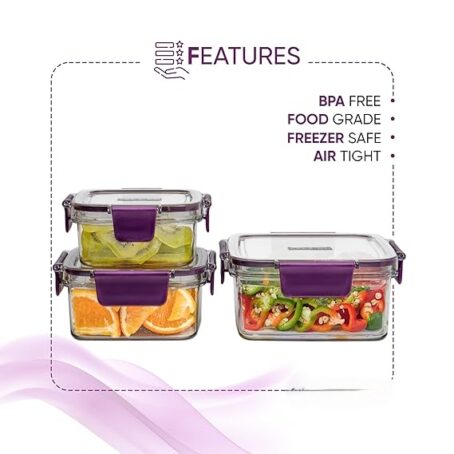 Plastic Kudos Air Tight Container For Fridge Organizer (Pack Of 1Pcs) Purple - Image 4