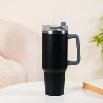 Steel 1.2 litre Tumbler with Handle Straw & Lid | Insulated Reusable Stainless Steel Bottle (Pack Of 1Pcs)