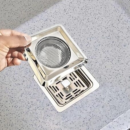 Square Stainless Steel Strainer For Kitchen Sink & Batroom Sink ( Pack Of 1Pcs)