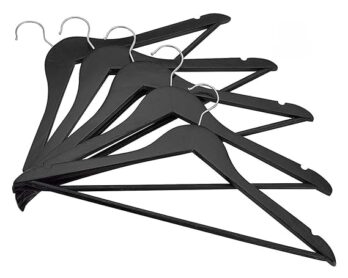 Wooden Black Hanger Solid Wood 360 Degree Swivel Chrome Garment Hangers with Non Slip Bar and Precisely Cut Notches (Pack Of 6Pcs)