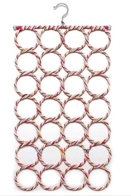 28 Rings Folding Rope Hanger for Scarf, Belts, Shawls, Ties and More (Random Color) Pack Of 1Pcs - Image 4