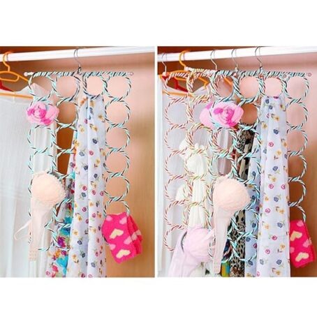 28 Rings Folding Rope Hanger for Scarf, Belts, Shawls, Ties and More (Random Color) Pack Of 1Pcs - Image 3