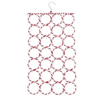 28 Rings Folding Rope Hanger for Scarf, Belts, Shawls, Ties and More (Random Color) Pack Of 1Pcs