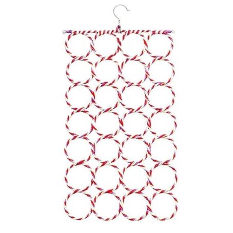 28 Rings Folding Rope Hanger for Scarf, Belts, Shawls, Ties and More (Random Color) Pack Of 1Pcs