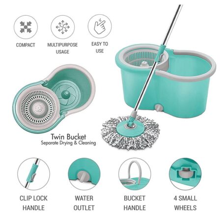 MILTON SPOTZERO SPIN MOP WITH 1 MICRO FIBER REFILLS - Image 4