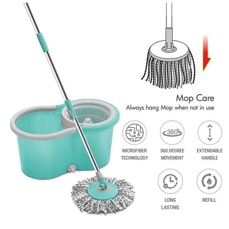MILTON SPOTZERO SPIN MOP WITH 1 MICRO FIBER REFILLS - Image 3