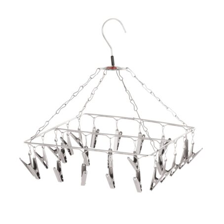 Stainless Steel Cloth Drying Hanger With 25 Clips - Square - Image 4