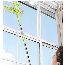 Double-Sided Window Wiper Easy Squeegee Adjustable Handle Stainless Steel Cleaning Brush Double-Sided (Only Green)