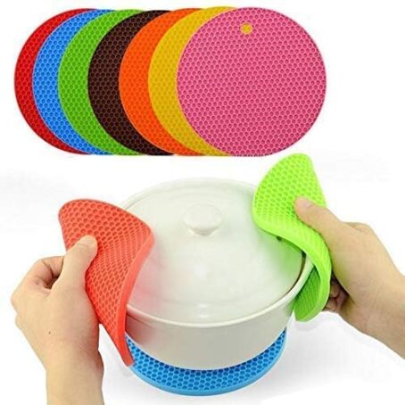 Multi-Purpose Silicone Trivet Mats Round Pot Holder Hot Pot Mats Hot Pad Jar Opener Spoon Rest Heat Resistant Non-Slip Durable Flexible Dishwasher Safe For Home Use Multicolor (Pack Of 1Pcs) - Image 4