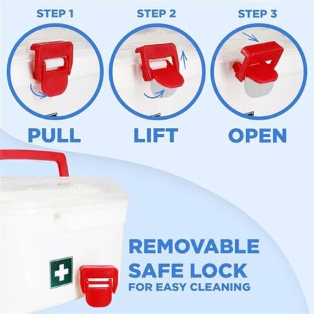 MILTON Plastic Medicine Box, First Aid Box, Detachable Tray with Handle, Emergency Indoor Outdoor Medical Utility Cabinet Organizer, Transparent, Portable & Lockable Container, White - Image 4