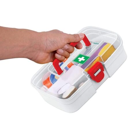 MILTON First Aid Box, Plastic Rectangular Medicine Box, Small Storage with Handle, Emergency Indoor Outdoor Medical Utility Cabinet Organizer, Transparent, Portable & Lockable Container - Image 6