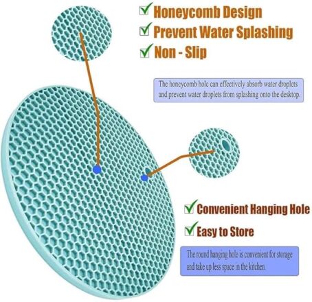 Multi-Purpose Silicone Trivet Mats Round Pot Holder Hot Pot Mats Hot Pad Jar Opener Spoon Rest Heat Resistant Non-Slip Durable Flexible Dishwasher Safe For Home Use Multicolor (Pack Of 1Pcs) - Image 7