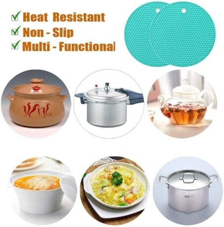 Multi-Purpose Silicone Trivet Mats Round Pot Holder Hot Pot Mats Hot Pad Jar Opener Spoon Rest Heat Resistant Non-Slip Durable Flexible Dishwasher Safe For Home Use Multicolor (Pack Of 1Pcs) - Image 6