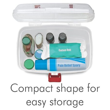 MILTON Plastic Medicine Box, First Aid Box, Detachable Tray with Handle, Emergency Indoor Outdoor Medical Utility Cabinet Organizer, Transparent, Portable & Lockable Container, White - Image 6