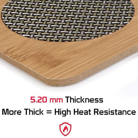 Wooden Anti Hot Heat Resistant Pot Holder Square Shape, Car Dashboard Anti Slip Resistant Pad Dining Table Mat, Wooden Coaster Place Mat, Pot Holder Bamboo 17cm (Pack Of 1Pcs) - Image 4
